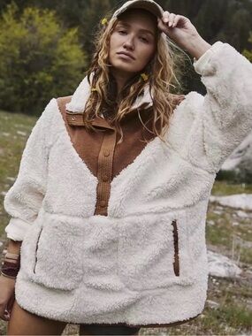 Free People Movement Fall To Rise Fleece Quarter Snap Size Small Oversized NWOT